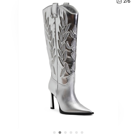 Steve Madden Metallic Silver Heeled Boots - Picture 3 of 4